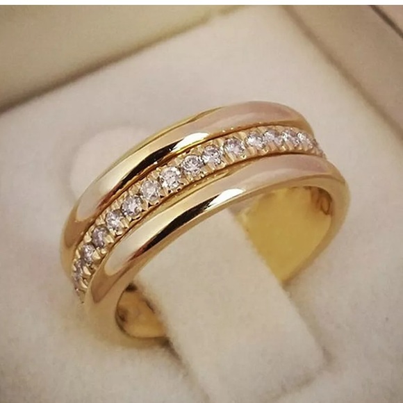 Jewelry - Yellow Gold Plated Ring Women White Sapphire